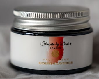 Organic Lavender, Frankincense  and Rosehip Face Cream - Balancing Moisturizer for Dry and Redness Relief