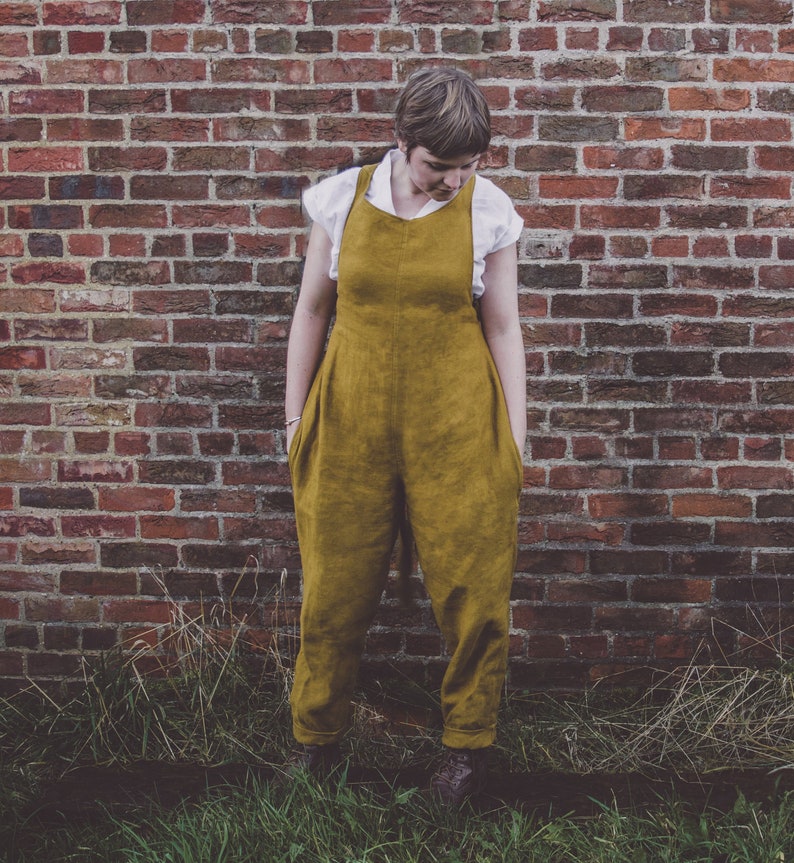 mustard linen jumpsuit
