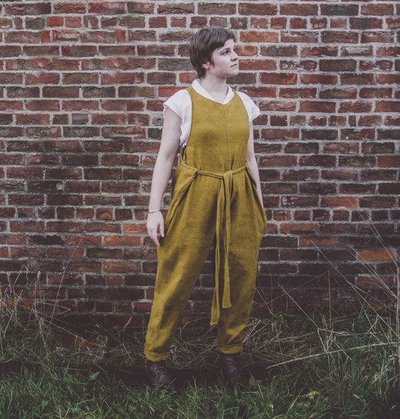 mustard linen jumpsuit