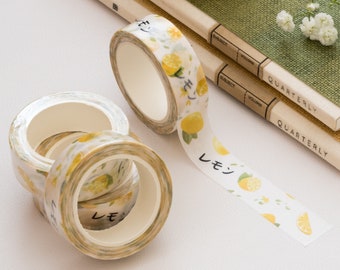 Watercolor Lemon Fruit Washi Tape | Decorative Masking Tape, Planner Stationary Tape, Japanese Tape, Yuzu Washi Tape, Spring Summer Tape