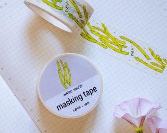 Asparagus Vegetable Washi Tape | Decorative Masking Tape, Planner Stationary Tape, Japanese Tape, Kabu Washi Tape, Artsy Spring Summer Tape