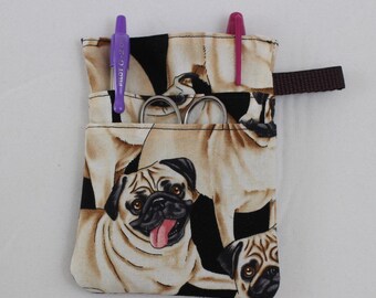 Pug Dog Scrub POCKET Insert, Organizer & Protector for Nurses, Doctors