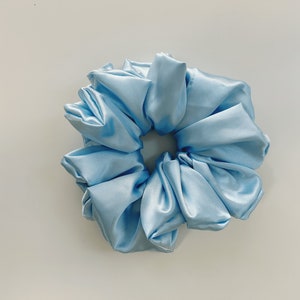 Blue Handmade Satin Scrunchie