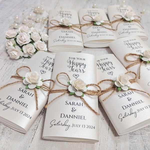 Personalized Wedding Tissue pack, Elegant wedding favors, Wedding Ceremony pack, For happy tears tissues