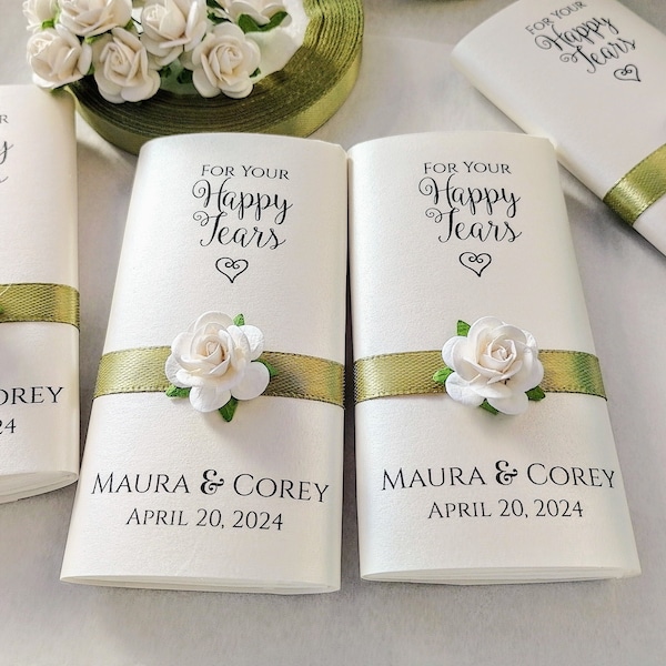 For Happy tears Tissue pack, Personalized Wedding favors, Wedding Ceremony packs, For happy tears tissues, Custom tissues