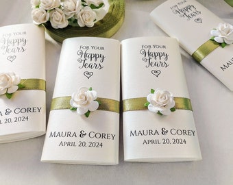For Happy tears Tissue pack, Personalized Wedding favors, Wedding Ceremony packs, For happy tears tissues, Custom tissues