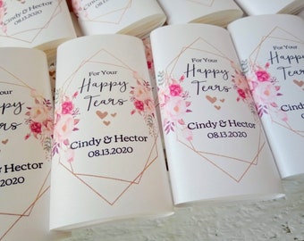 Elegant wedding favors, Wedding Tissue pack, Personalized Wedding packs, For Happy Tears pack, For happy tears tissues