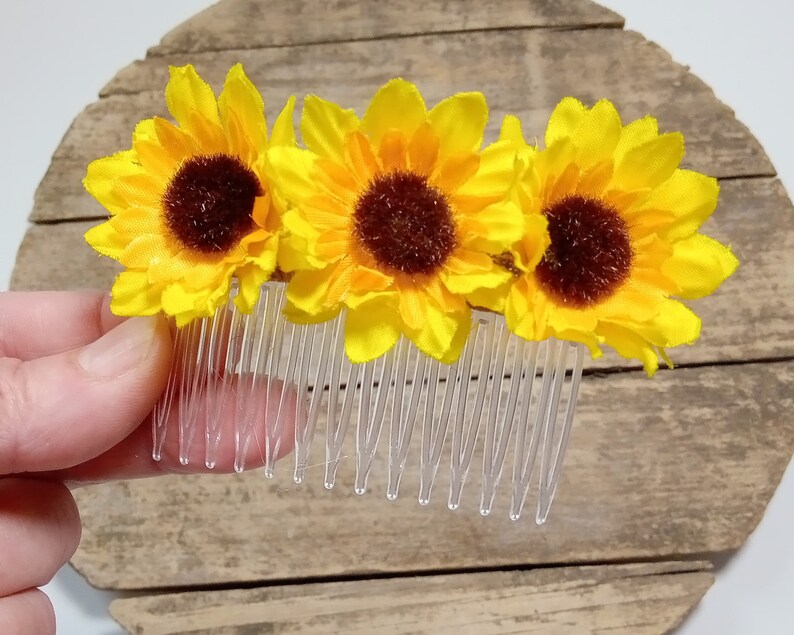 Flower Girl Hair Clip Comb Sunflower Hair Barrette Rustic Hair Etsy