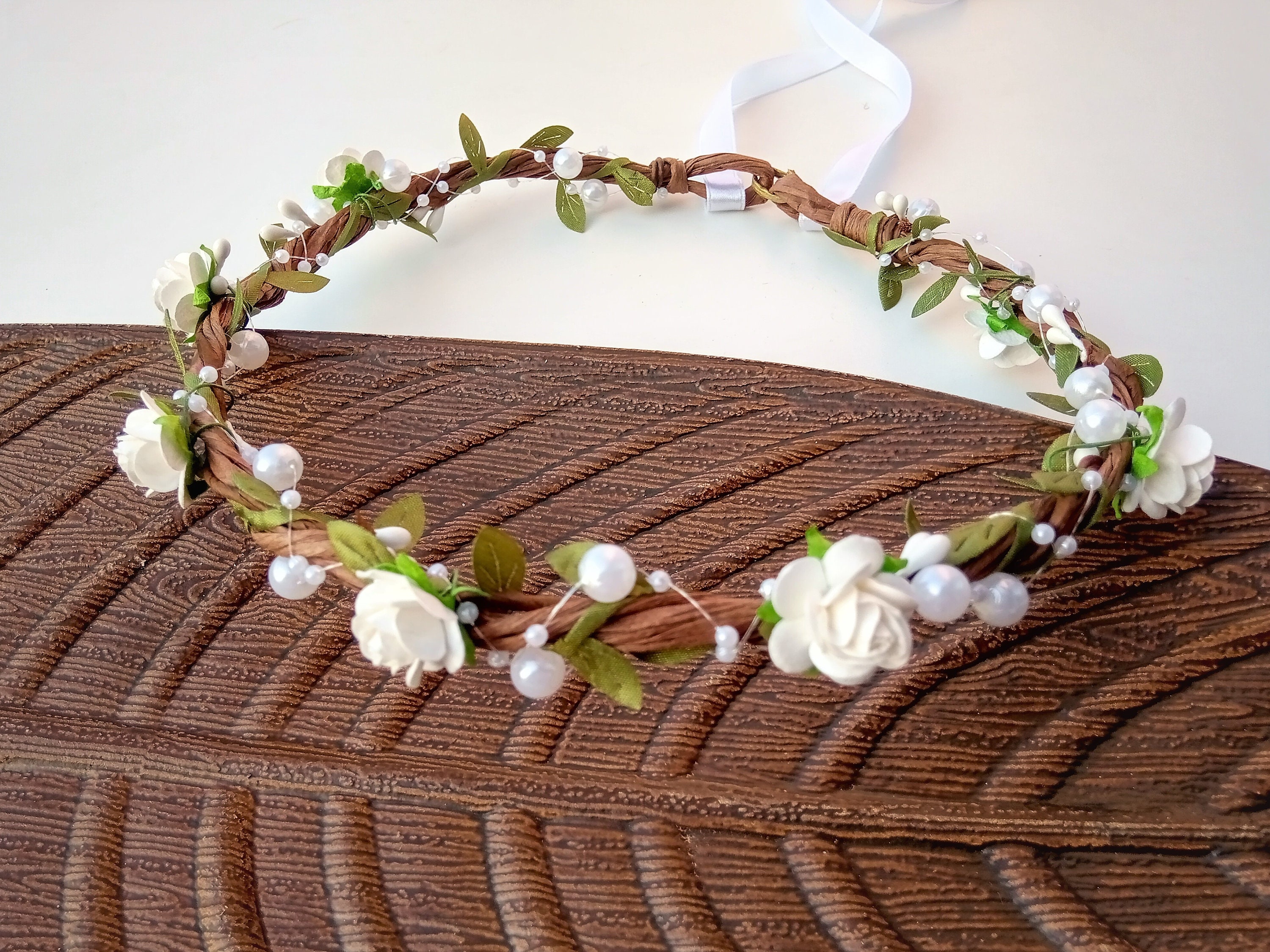 First Communion Flower Crown Small White Floral Crown Child Etsy