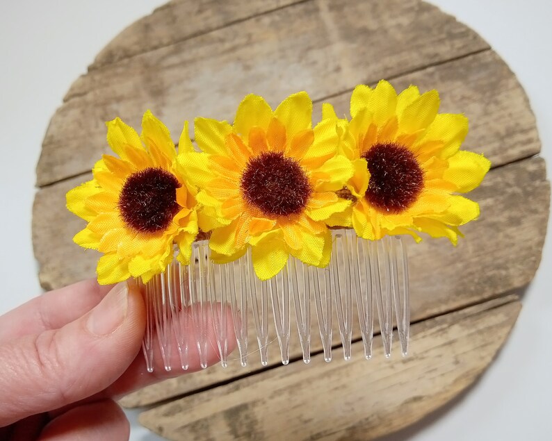 Flower Girl Hair Clip Comb Sunflower Hair Barrette Rustic Hair Etsy