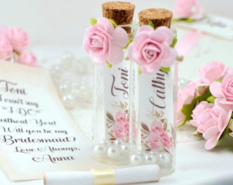 Be my Bridesmaid, Maid of Honor proposal, Will you Be my Bridesmaid card, Flower girl Gift Personalize Message in a Bottle