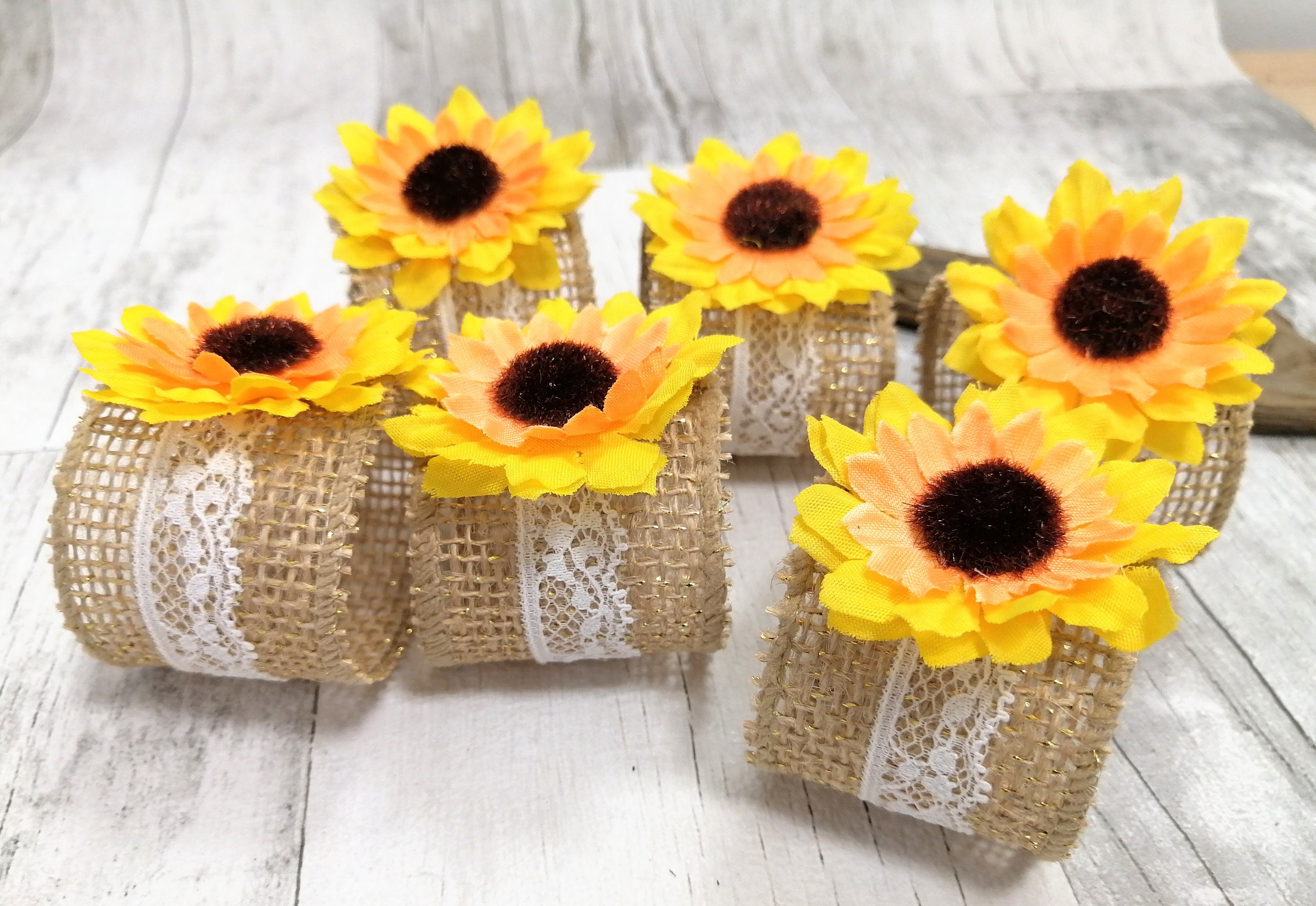 Sunflower napkin ring holder Rustic wedding table decor | Etsy