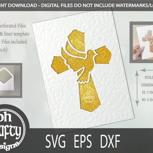 Confirmation insert card svg files, Dove and cross svg, cricut joy card svg, baptism card svg, cricut card template, handmade card cut file