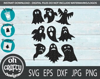 Spooky Ghost svg bundle, halloween ghost svg, ghost silhouette png, halloween svg cut files, Halloween svg bundle, Ghost png files, svg