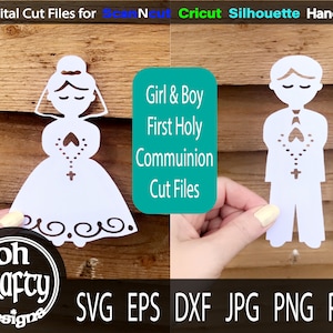 Garçon Communion svg, fille communion svg, fichier de coupe de communion, fichier svg de communion, premier fichier de coupe de papier de sainte communion, fichier de modèle de communion
