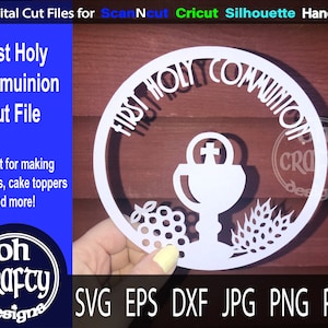 Communion svg, cake topper svg, communion cut file, communion frame svg, First holy communion paper cut file, communion cake topper svg