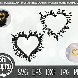 Éclaboussures coeur svg, svg coeur grunge, svg coeur en détresse, splash coeur couper fichier, svg Saint Valentin, amour svg, téléchargement numérique, svg coeur