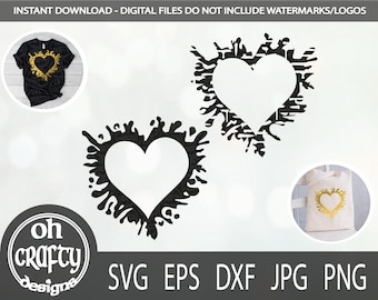 Splatter heart svg, grunge heart svg, distressed heart svg, splash heart cut file, valentines day svg, love svg, digital download, heart svg