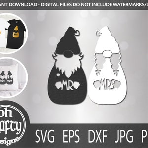 Noiva e noivo gnome svg, mr & mrs gnome svg file, gnome couple png, casamento svg, arquivo de corte de casamento, gnome svg, arquivo de corte, arquivo para impressão