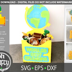 Welten bester Opa svg, Vatertag svg, Geschenk Box Vorlage, Candy Box Cutfile, 3d Papercut Datei, Geburtstag Box Vorlage, digitaler download