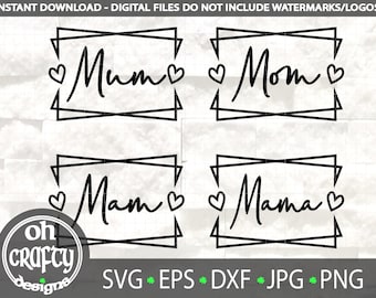 heart frame svg, Mom svg, Mum svg, Mam svg, Mama svg, Mothers day svg, Mummy birthday svg, mom clipart, mama sublimation, png jpg dxf files