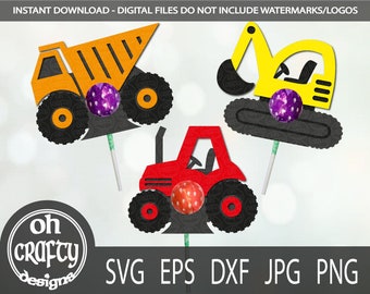 Easter lollipop holder svg, Construction truck svg, tractor svg, digger svg, lollipop holder cutfile, candy holder svg, digital download
