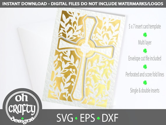 layered Cross card svg, multi layer Insert card, easter cross card, Baptism card, sympathy card, communion card, cricut card template