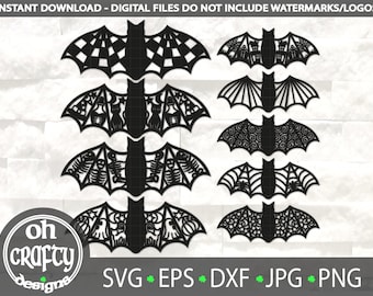 Check bat svg, pattern bat bundle, 3d Halloween decor, Bat paper cut file, Vampire bats clipart, party decoration, paper cut template