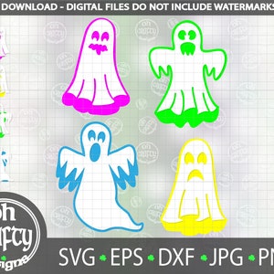 Retro Ghost svg bundle, Halloween ghost clipart, spooky ghost svg file, ghost bundle png, layered ghost, paper cut file, digital download