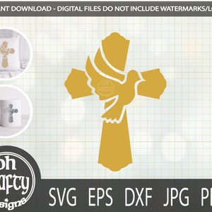 Taube und Kreuz svg, Friedenstaube svg, Taufe svg, Taufe svg, Konfirmation geschnitten Datei, Kommunion ausgeschnitten, christlich svg, religiöse svg