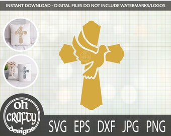 Paloma y Cruz svg, paloma de la paz svg, bautismo svg, bautizo svg, archivo cortado de confirmación, corte de comunión, svg cristiano, svg religioso