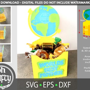 Welten beste Mutter svg, Muttertag svg, Geschenkbox Vorlage, behandeln Box cutfile, 3d Papercut Datei, Geburtstag Geschenkbox Vorlage, digitaler download