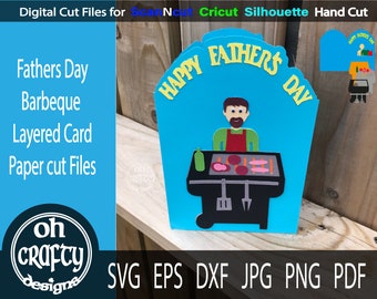 Tarjeta del día del padre svg, tarjeta de barbacoa svg, archivos cortados del día del padre, archivo de corte de barbacoa, plantilla del día del padre, archivo de corte de papel del día del padre, archivo dxf