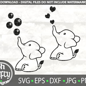 Baby Elephant svg, elephant outline svg, bubbles, hearts, Baby girl svg, baby boy, Elephant Baby Shower, Cute Elephant cut File, newborn svg