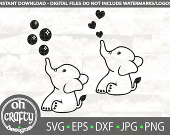 Baby Elephant svg, elephant outline svg, bubbles, hearts, Baby girl svg, baby boy, Elephant Baby Shower, Cute Elephant cut File, newborn svg