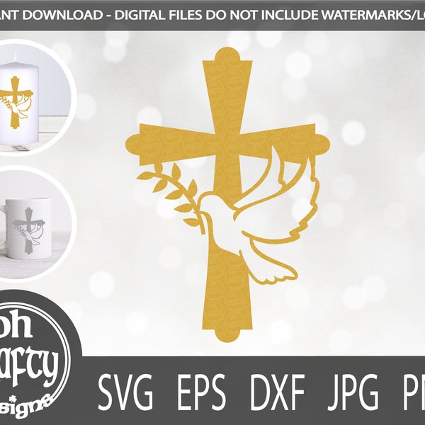 Cross svg, dove of peace svg, baptism svg, christening svg, confirmation cut file, communion paper cut file, christian svg, religious svg