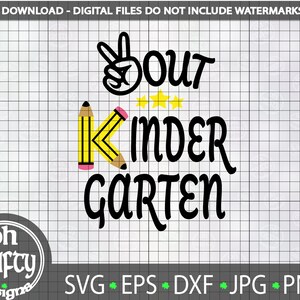 Vrede uit kleuterschool SVG, laatste dag van school SVG, afstuderen shirt PNG, potlood SVG, vredesteken SVG, scholen uit SVG, digitale download
