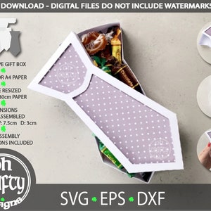 Stropdas vorm geschenkdoos SVG, 3D vaders dag SVG, Candy Box SVG-bestand, leraar SVG, papa verjaardag geschenkdoos SVG, geschenkdoos cutfile, digitale download