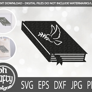 Heilige Bijbel SVG, Bijbel SVG, duif SVG, Bijbel gesneden bestand, Bijbel papercut, Bijbel clipart, Bijbel silhouet, christelijke SVG, religieuze SVG, PNG