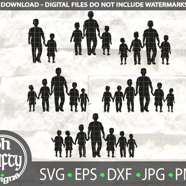 father and son svg, Dad and kids silhouettes, Dad of boys svg bundle, fathers day svg , daddy birthday svg, boy dad svg, family clipart