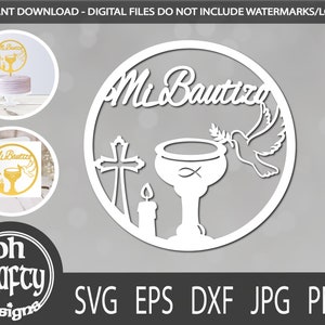 Mi bautizo svg, arquivo mi bautizo svg, arquivo de corte mi bautizo, mi bautizo caketopper svg, arquivo de corte de papel, topper de bolo svg, mi bautizo png arquivos