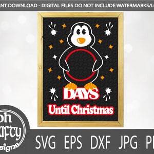 Cuenta regresiva de Navidad svg, cuenta regresiva de Navidad tablero negro svg, día hasta Navidad svg, archivo de corte de cuenta regresiva, pingüino svg, cuenta regresiva divertida svg