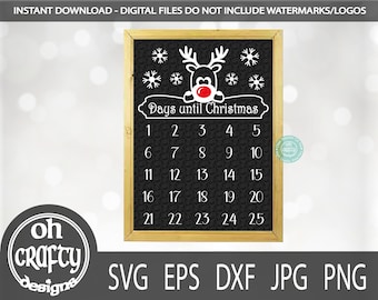 renna Natale conto alla rovescia in formato SVG, file SVG conto alla rovescia di Natale, giorno fino a Natale in formato SVG, conto alla rovescia per Natale in formato SVG, segno di conto alla rovescia in formato SVG