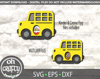 Egg holder svg file, School bus svg, kinder egg holder svg, creme egg holder svg, egg holder cutfile, candy holder svg, papercut