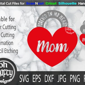 Forever in my heart svg, mom svg, mom memorial svg, mom memorial png, mom heart cut file, mom loss, mom memorial cut file, grieving svg