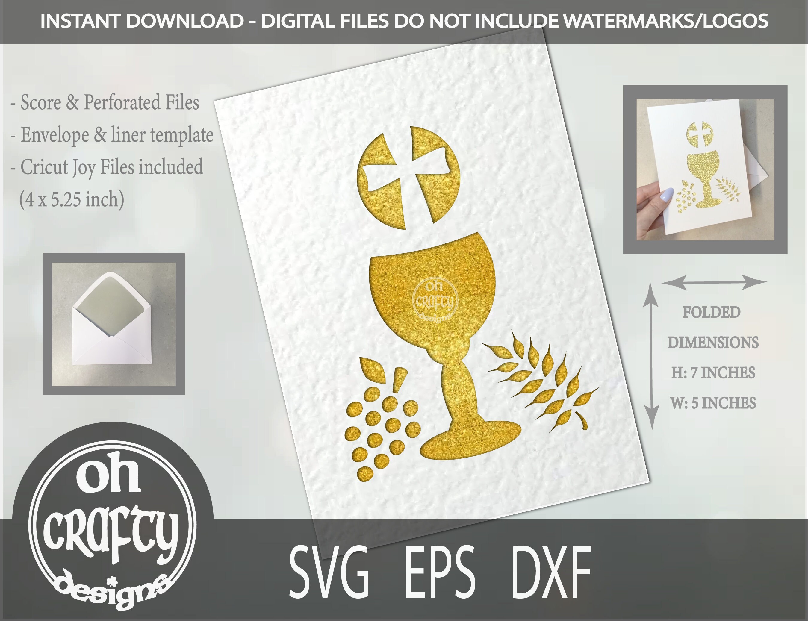 Communion insert card svg files, Chalice svg, cricut joy card svg, insert card svg, cricut card template, handmade card cut file