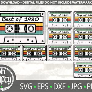40esimo compleanno SVG, Il meglio del 1980, Cassetta in formato SVG, 40 anni, Nato nel 1984, nostalgia degli anni '80, File di taglio, Cricut, Silhouette, Png Svg Dxf Eps
