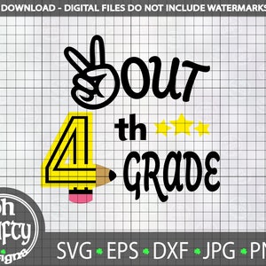 Peace out 4ª série svg, último dia de aula svg, camisa de formatura png, lápis svg, sinal de paz svg, escolas fora svg, download digital