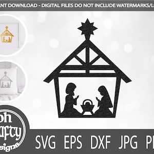 Christmas nativity svg, nativity scene svg, nativity silhouette, christmas manger svg, stable svg, jesus svg, nativity png, paper cut file