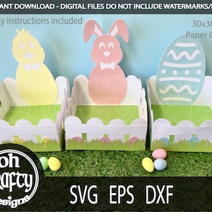 Cassa di Pasqua in formato SVG, 3D Pasqua in formato SVG, scatola di dolcetti di Pasqua in formato SVG, bundle in formato SVG, caccia alle uova in formato SVG, scatola di caramelle di Pasqua in formato SVG, file di taglio di Pasqua, modello papercut